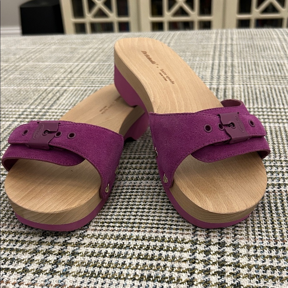 kate spade Fuchsia Suede Dr Scholls Clog Sandals